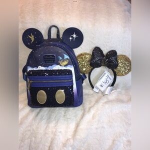 NEW Disney Bling Peter Pan Loungefly Backpack & Disneyland Paris Ears
